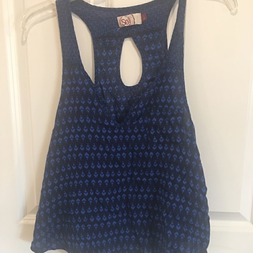 SO small loose fit tank top blouse shirt blue